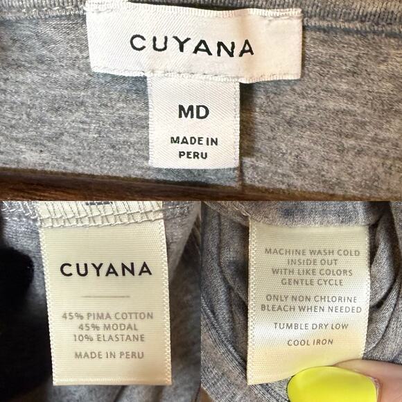 Cuyana Pima Cotton T Shirt Midi Dress Gray Short Sleeve Side Slits Medium - Picture 7 of 7